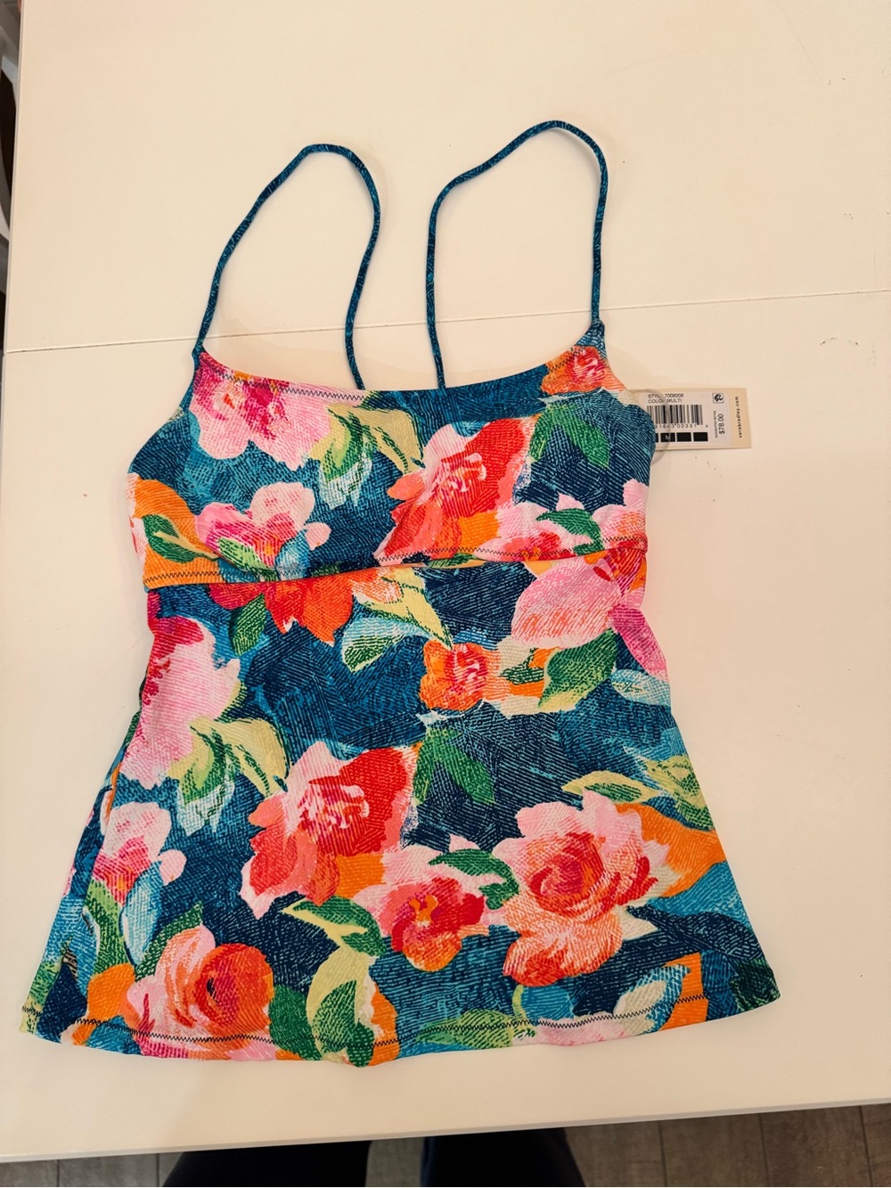 NWT Vera Bradley Floral Print Spaghetti Strap Tank Top - Blue Multi